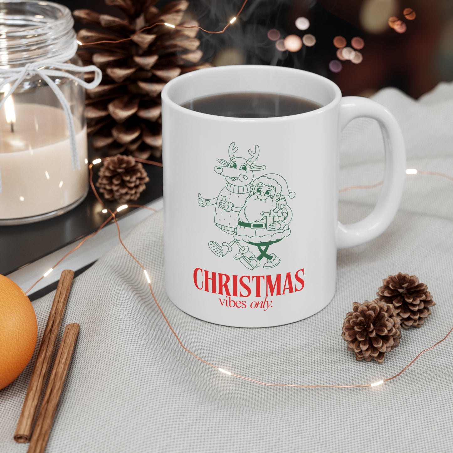 Christmas Vibes Only Mug - Perfect Christmas Gift - Cute Christmas Rudolph Mug - Ceramic Mug 11oz