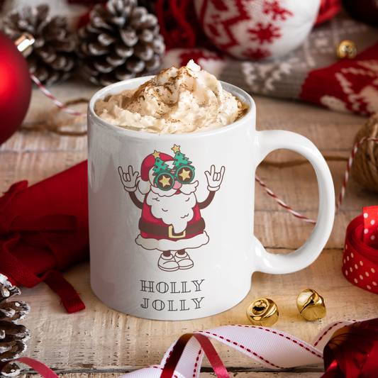 Holly Jolly Mug - Perfect Christmas Gift - Merry Mug - Ceramic Mug 11oz